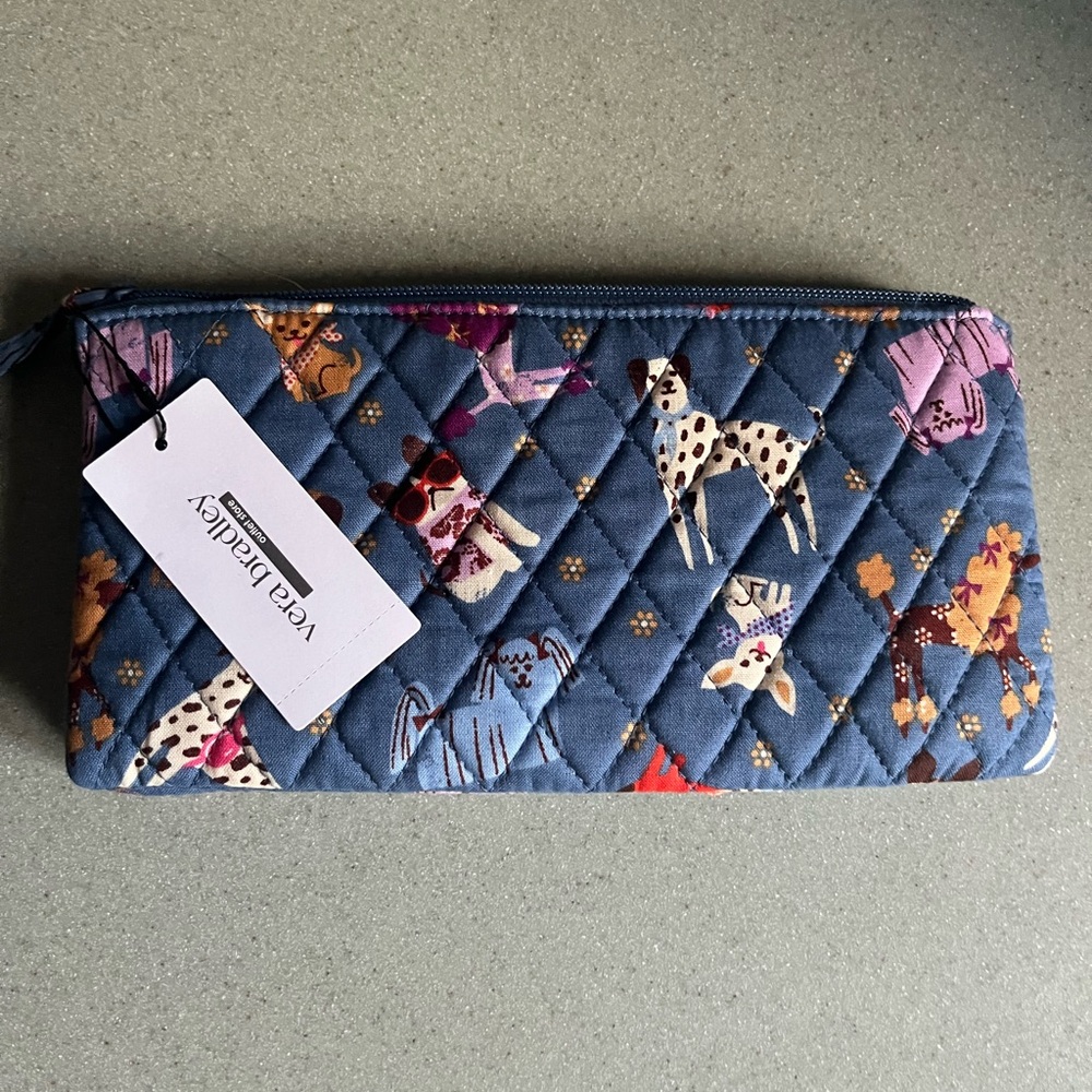 Vera Bradley  blue Trio Clutch Quilted Dog Print New
